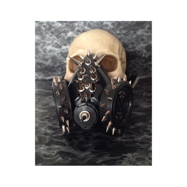 Masque Noir Gaz Steampunk Clous Pics Métal Cyber DIY Création Gothique - Photo n°1