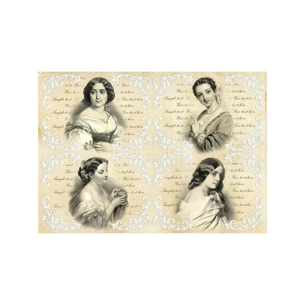 1 feuille de papier de découpage collage 21 x 29,7 cm VINTAGE RETRO FEMME 59 - Photo n°1