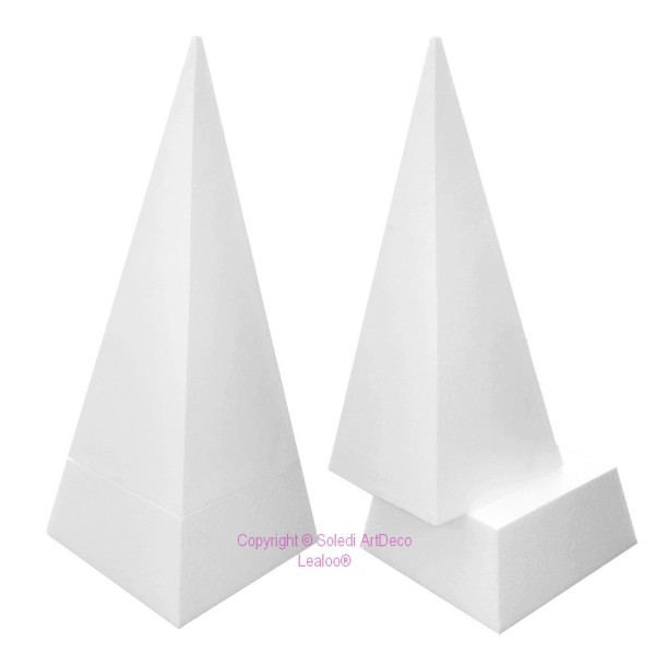 Pyramide polystyrène de 60 cm de haut, Présentoir 4 faces  en 2 parties, Largeur de base 22 cm - Photo n°1