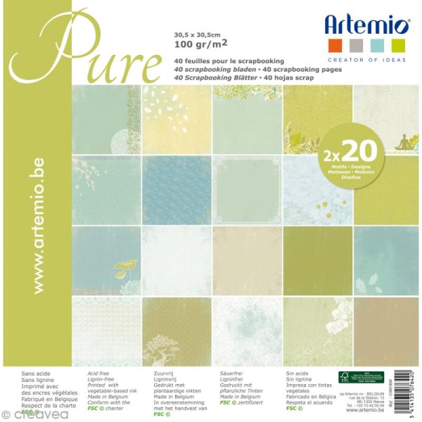 Papier Scrapbooking Artemio - Pure - 30,5 x 30,5 cm - 40 pcs - Photo n°1