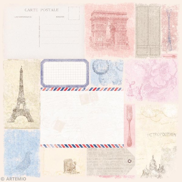 Papier Scrapbooking Artemio - Paris - 30,5 x 30,5 cm - 40 pcs - Photo n°2