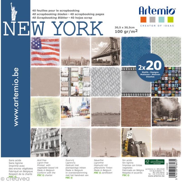 Papier Scrapbooking Artemio - New York - 30,5 x 30,5 cm - 40 pcs - Photo n°1
