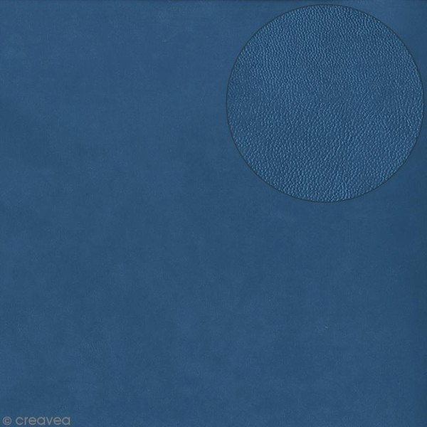 Papier scrapbooking Bazzill - Cuir fin - Bleu orage - 30 x 30 cm - Photo n°1