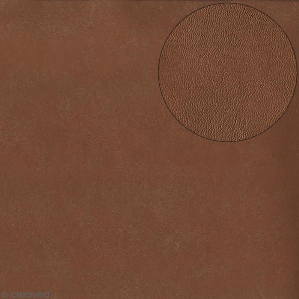 Papier scrapbooking Bazzill - Cuir fin - Marron clair - 30 x 30 cm - Photo n°1