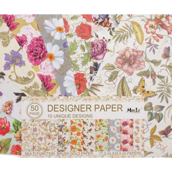 50 Feuilles de 10 Nature Unique de Fleurs de Modèles de Scrapbooking Papier Découpage Concepteur de - Photo n°1