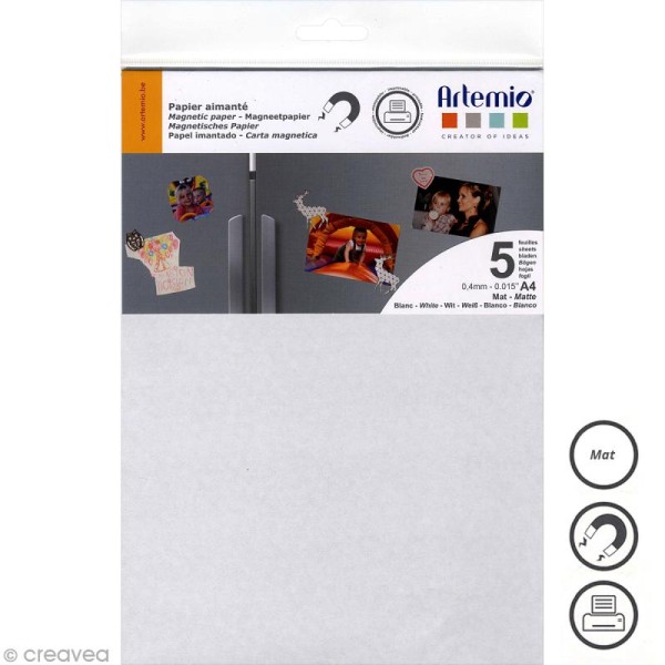 Papier magnétique - Blanc mat - A4 - 5 pcs - Photo n°1