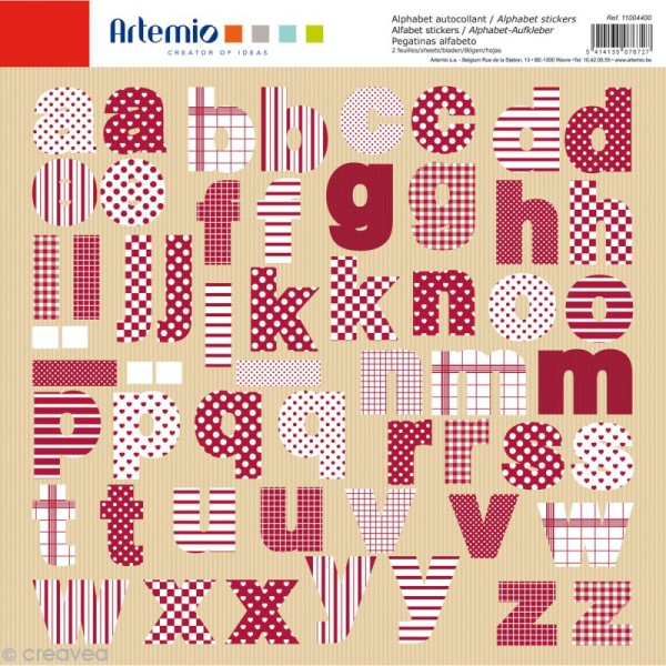 Stickers Alphabet Artemio - Campagne - 2 planches 30,5 x 30,5 cm - 100 pcs - Photo n°1