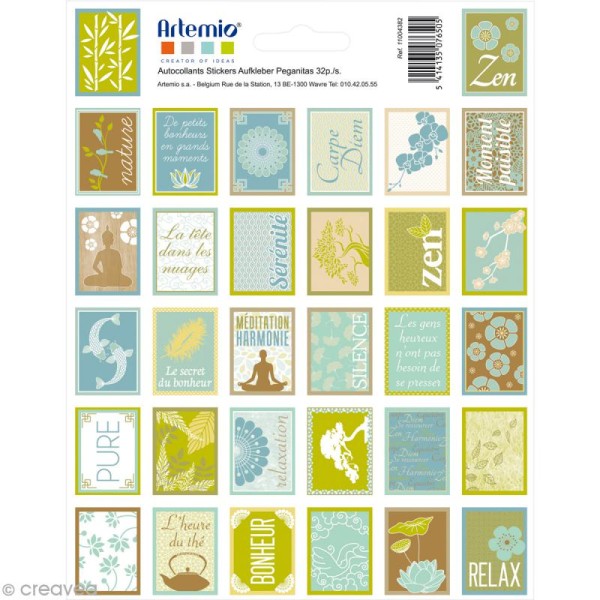 Stickers timbre décoratif - Pure - 3,3 x 2,7 cm - 64 pcs - Photo n°1