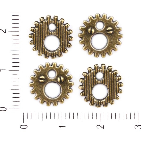 10pcs Bronze Antique Ton Rondelle d'Engrenages Steampunk Roue Pendentif Connecteur Pour Bracelets tc - Photo n°1
