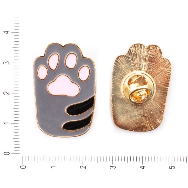 1pc Pink Grey Cat Dog Pet Paw Footprint Gold Color Plateau Enamel Badge Brooch Lapel Pins bijoux mét - Photo n°1