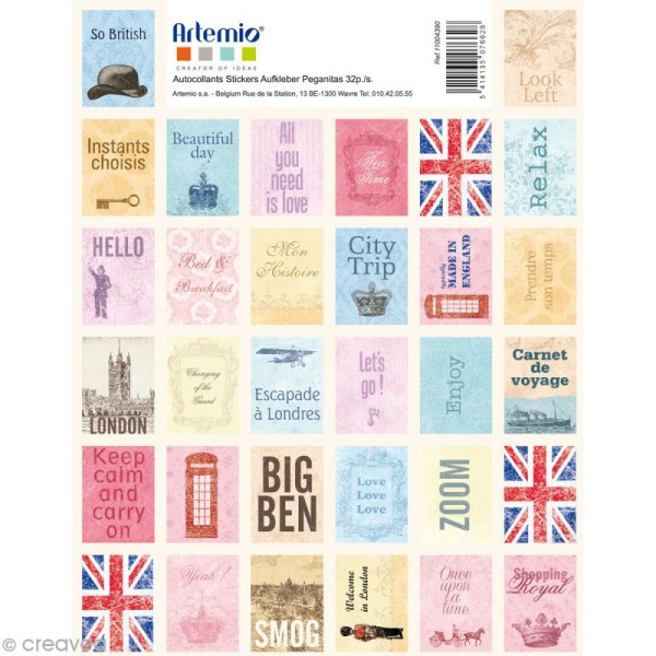 Stickers timbre décoratif - Londres - 3,3 x 2,7 cm - 64 pcs - Photo n°1
