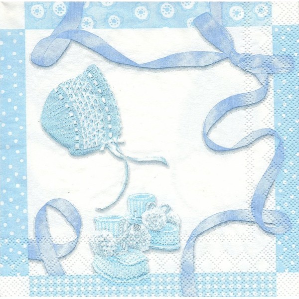 4 Serviettes en papier Naissance Baby Shower Format Cocktail Decoupage Decopatch IHR C-498340 - Photo n°1