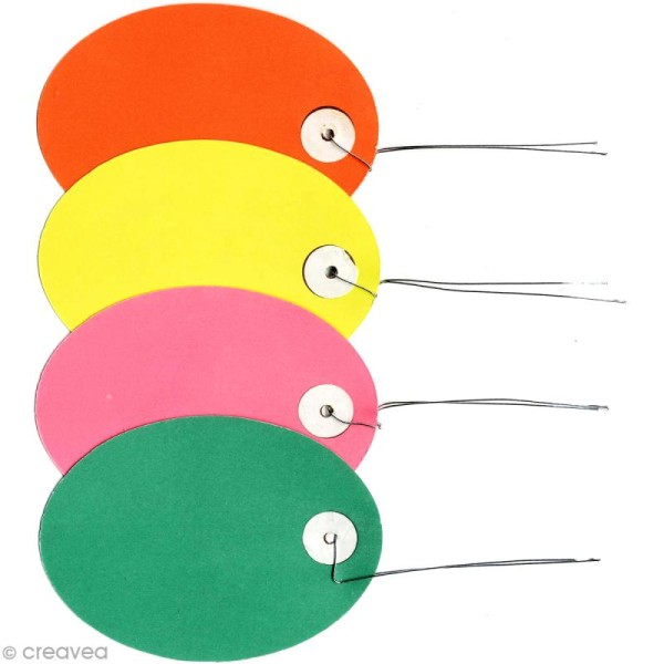 Etiquettes ovales  multicolores avec fil métal - 40 pcs - Photo n°1