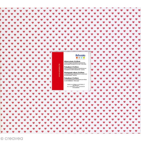 Album photo Scrapbooking Petits coeurs rouges avec fenêtre - 31 x 35 cm - Photo n°1