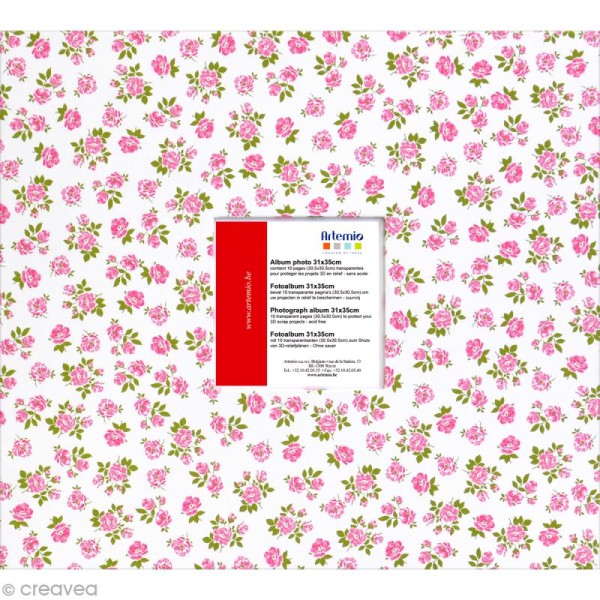 Album photo Scrapbooking Petites fleurs roses avec fenêtre - 31 x 35 cm - Photo n°1