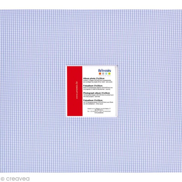 Album photo Scrapbooking Vichy bleu avec fenêtre - 31 x 35 cm - Photo n°1