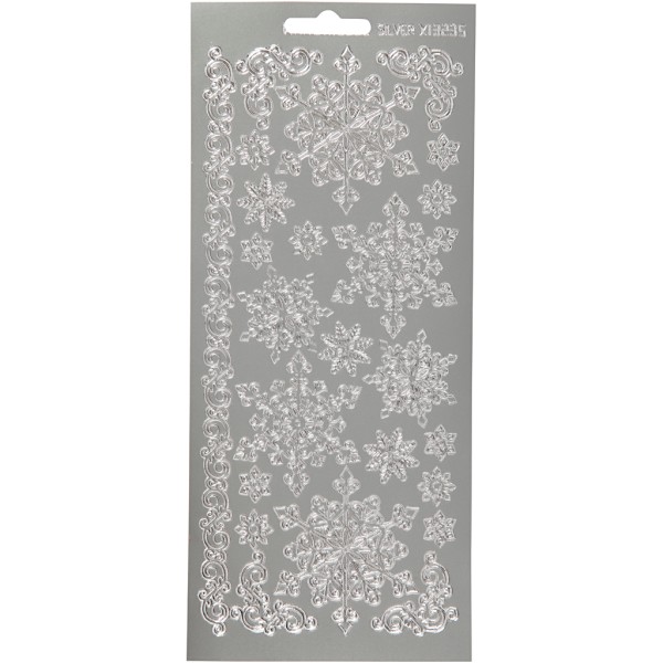 Stickers Peel Off Flocons - Argenté - Planche de 10x23 cm - Photo n°1