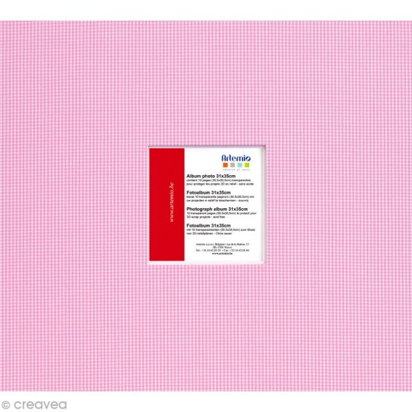 Album photo Scrapbooking Vichy rose avec fenêtre - 31 x 35 cm - Photo n°1