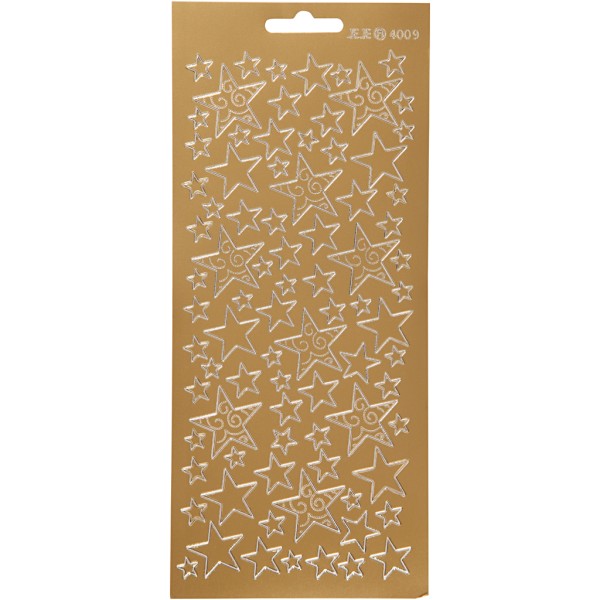 Stickers Peel Off Etoiles assorties - Doré - Planche de 10x23 cm - Photo n°1