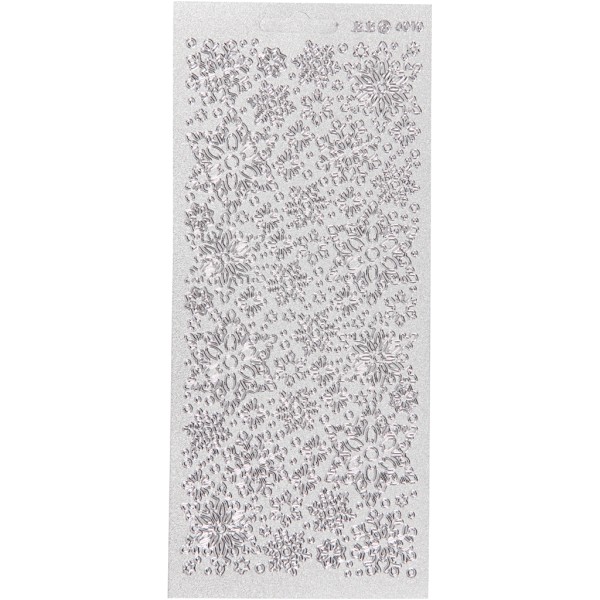 Stickers Peel Off Flocons multiples - Argenté - Planche de 10x23 cm - Photo n°1