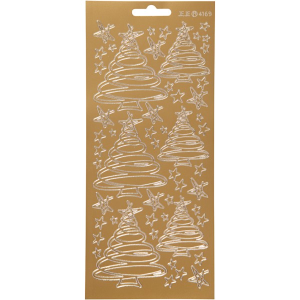 Stickers Peel Off Sapins tourbillons - Doré - Planche de 10x23 cm - Photo n°1