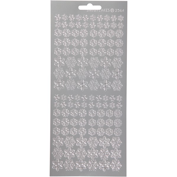 Stickers Peel Off Flocons variés - Argenté - Planche de 10x23 cm - Photo n°1