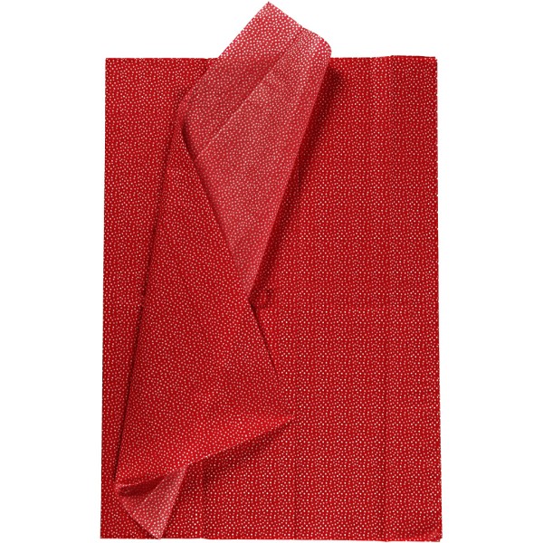 Papier de soie - 50 x 70 cm - Rouge à petits pois - 6 pcs - Photo n°1