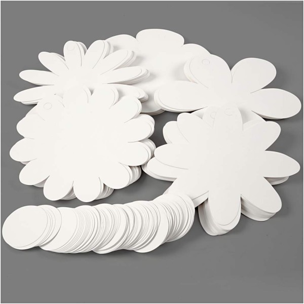 Fleurs en papier à suspendre 5 designs - Blanc - 20 cm - 100 pcs - Photo n°1