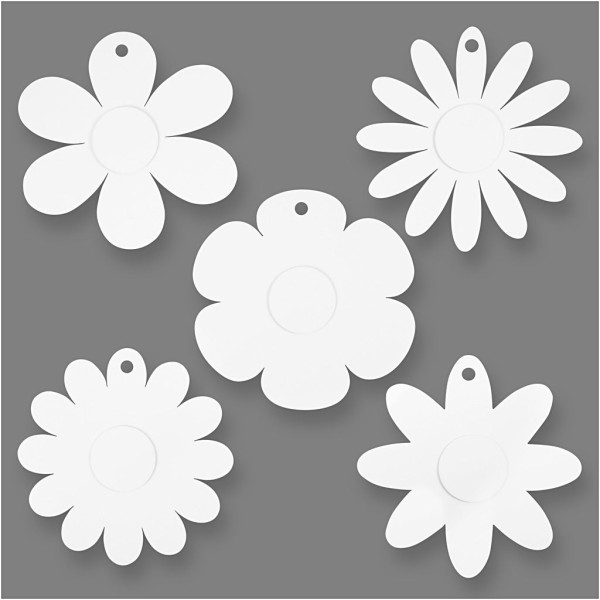 Fleurs en papier à suspendre 5 designs - Blanc - 20 cm - 15 pcs - Photo n°1