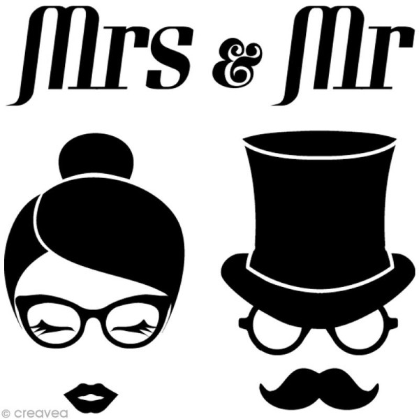 Tampon Mariage - Misses & Mister - 6 x 6 cm - Photo n°1