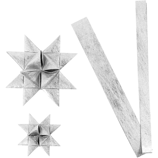 Kit de création d'étoile en papier - Argent - 6,5 et 11,5 cm - 32 pcs - Photo n°1