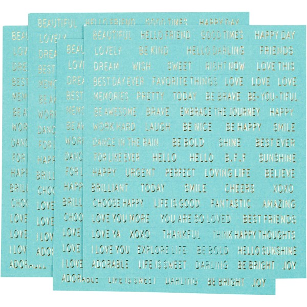 Autocollants, feuille 10x11,5 cm, 4 pièces, turquoise - Photo n°1