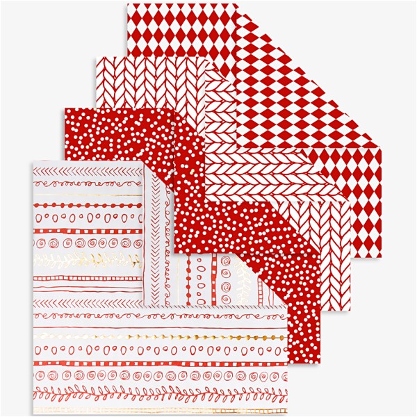 Papier origami - Rouge et blanc - 15 x 15 cm - 40 feuilles - Photo n°1