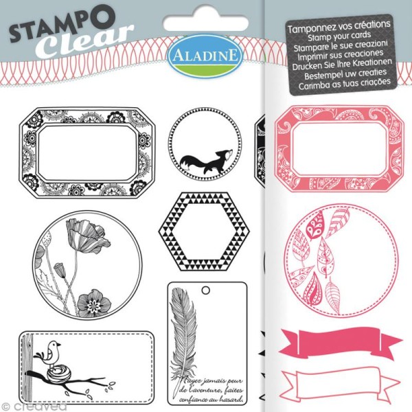 Tampon clear Aladine - Etiquettes - Planche 15 x 12,5 cm - 10 Stampo'clear - Photo n°1