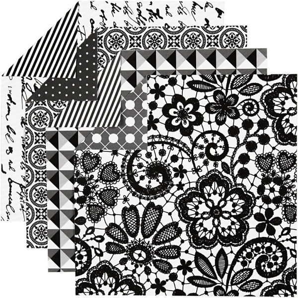 Papier origami - Noir et blanc - 10 x 10 cm - 50 feuilles - Photo n°1