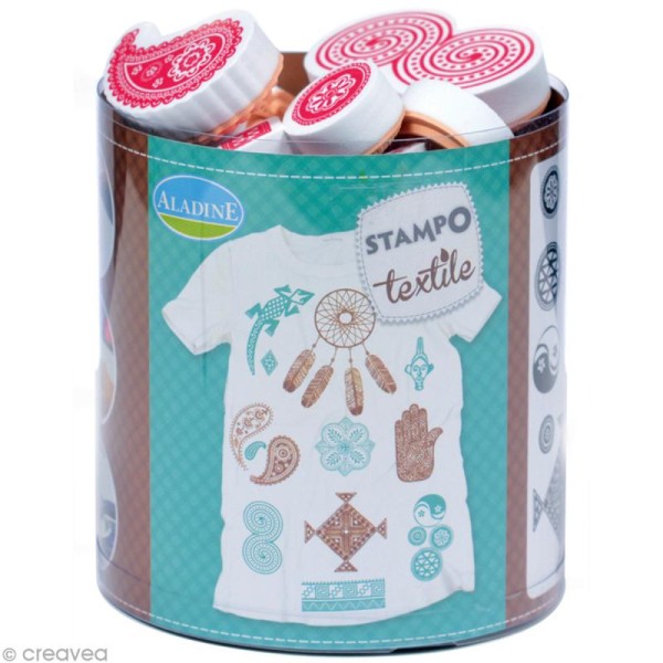 Stampo'textile - Kit tampons et encreur Izink - Ethnic x 16 - Photo n°1
