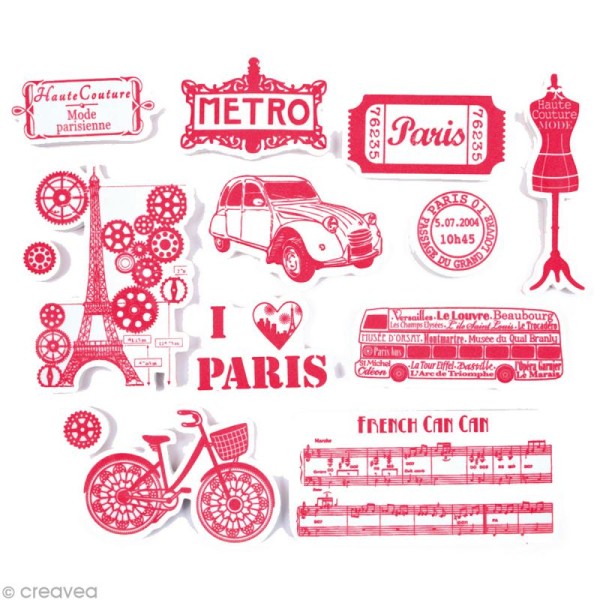 Stampo'textile - Kit tampons et encreur Izink - Paris x 13 - Photo n°2