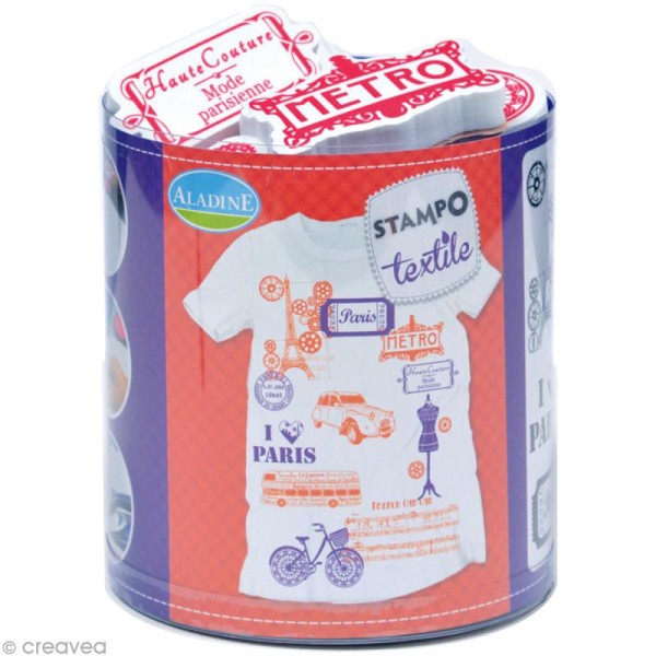 Stampo'textile - Kit tampons et encreur Izink - Paris x 13 - Photo n°1