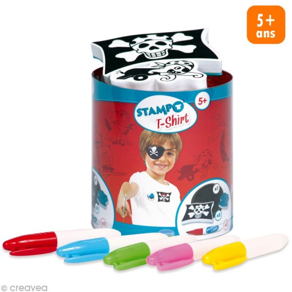 Stampo't-shirt - Kit tampons Encreur et Feutres textiles - Pirate - Photo n°1