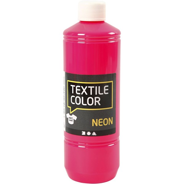 Peinture textile fluo 500 ml - Rose néon - Photo n°1
