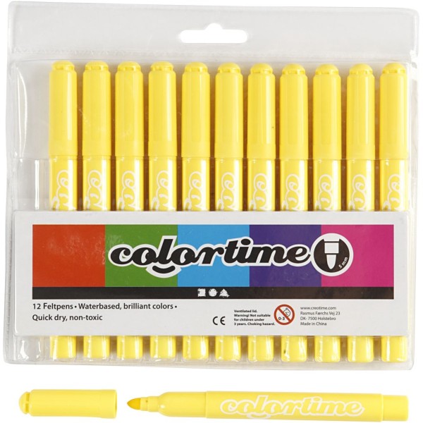 Marqueurs Colortime, trait: 5 mm, 12 pièces, jaune citron - Photo n°1