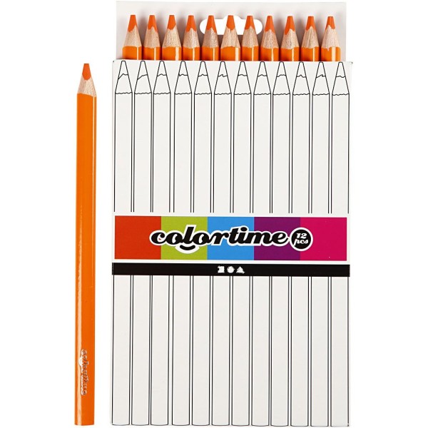 Crayons de couleur Colortime, mine: 5 mm, 12 pièces, orange - Photo n°1