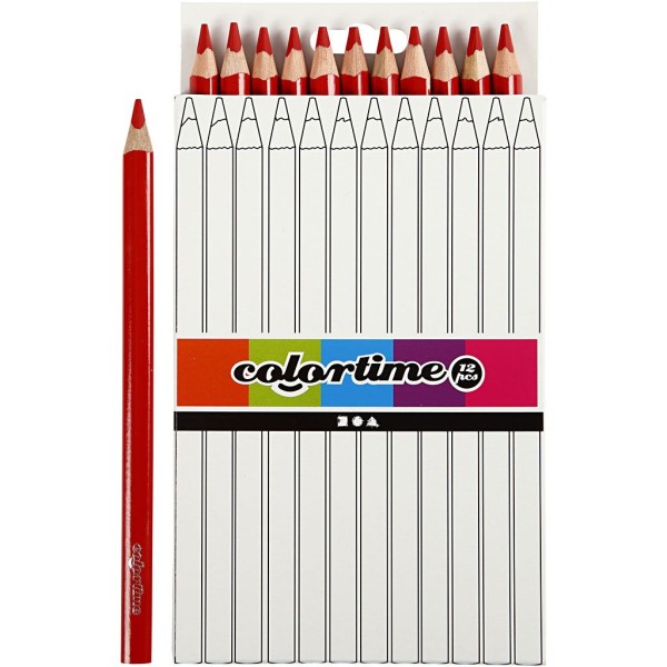 Crayons de couleur Colortime, mine: 5 mm, 12 pièces, rouge - Photo n°1