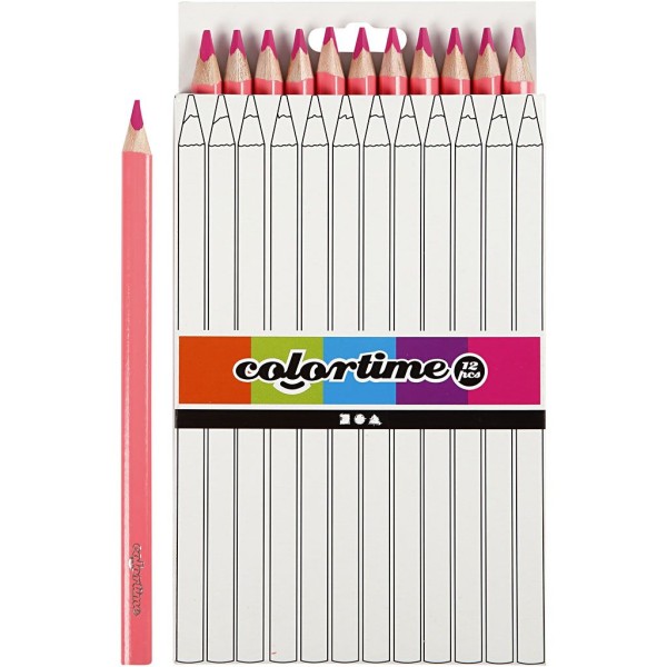 Crayons de couleur Colortime, mine: 5 mm, 12 pièces, rose - Photo n°1
