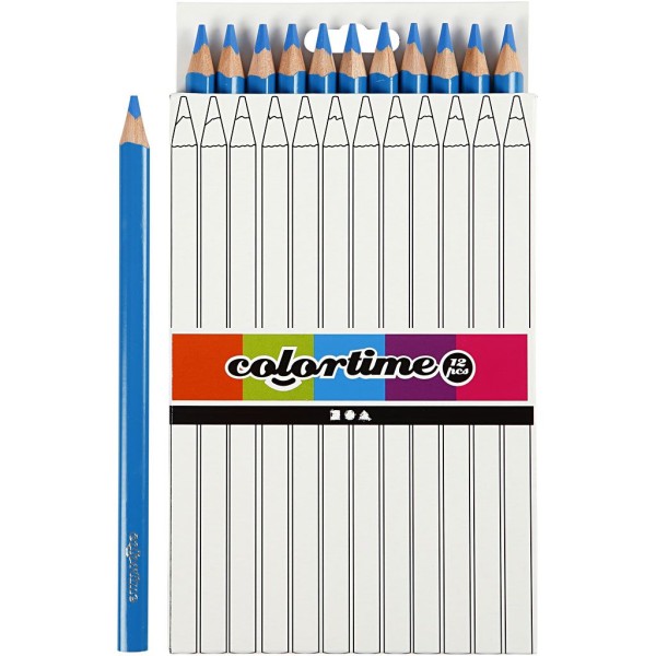 Crayons de couleur Colortime, mine: 5 mm, 12 pièces, bleu - Photo n°1
