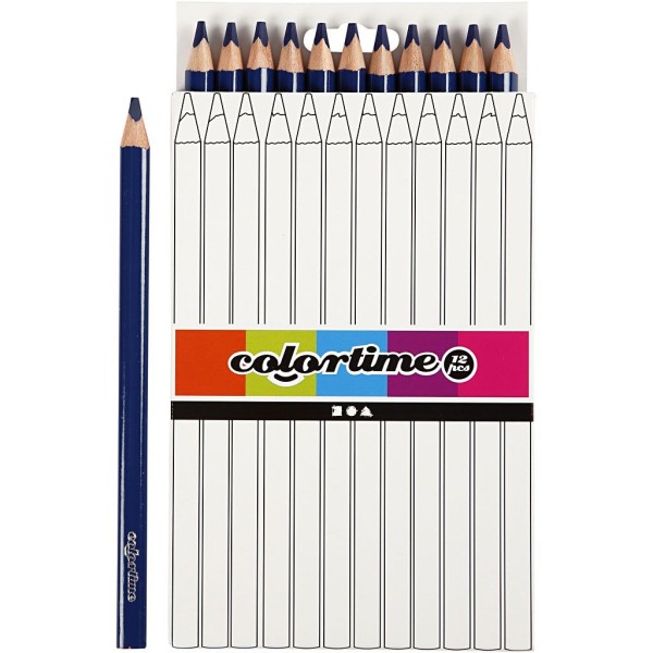 Crayons de couleur Colortime, mine: 5 mm, 12 pièces, bleu foncé - Photo n°1