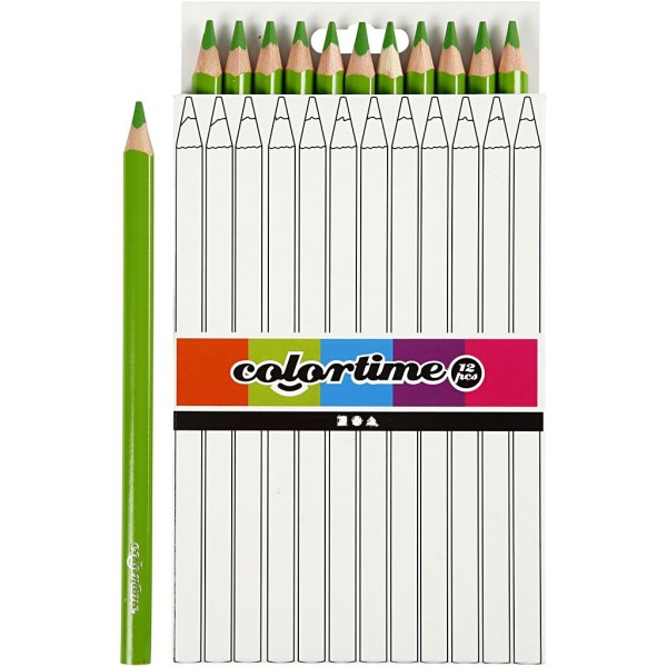 Crayons de couleur Colortime, mine: 5 mm, 12 pièces, vert clair - Photo n°1