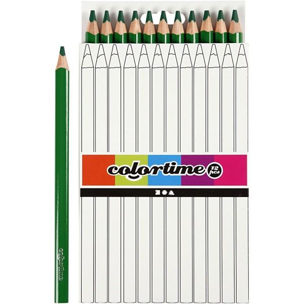 Crayons de couleur Colortime, mine: 5 mm, 12 pièces, vert - Photo n°1