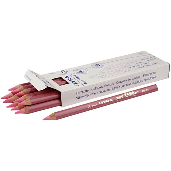 Crayons de couleur Lyra Super Ferby 1, L: 18 cm, mine: 6,25 mm, 12 pièces, rouge clair - Photo n°1