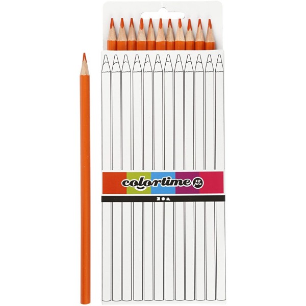 Crayons de couleur Colortime, L: 17 cm, mine: 3 mm, 12 pièces, orange - Photo n°1